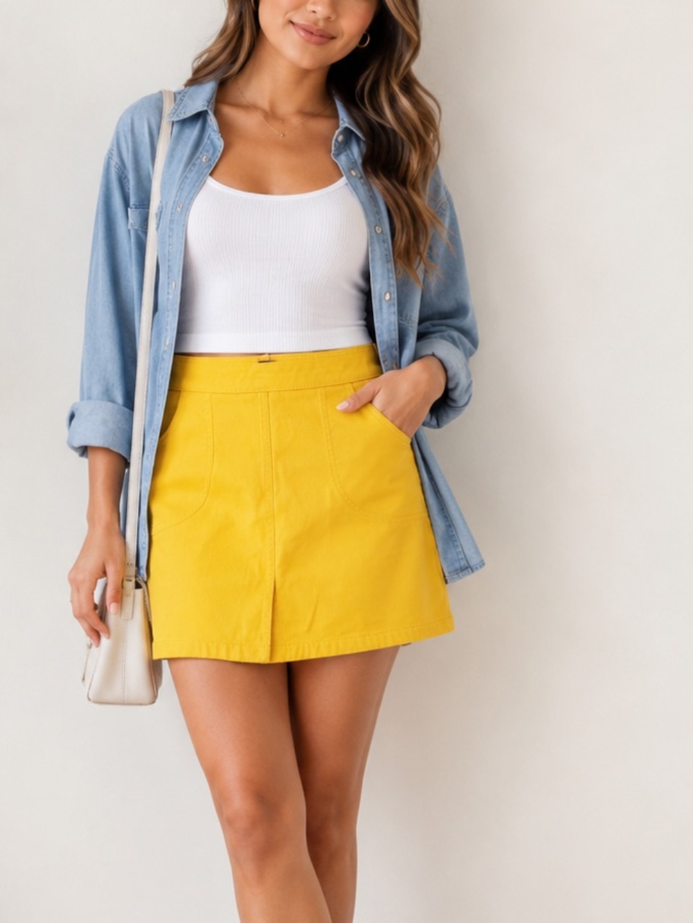 Yellow Denim Mini Skirt